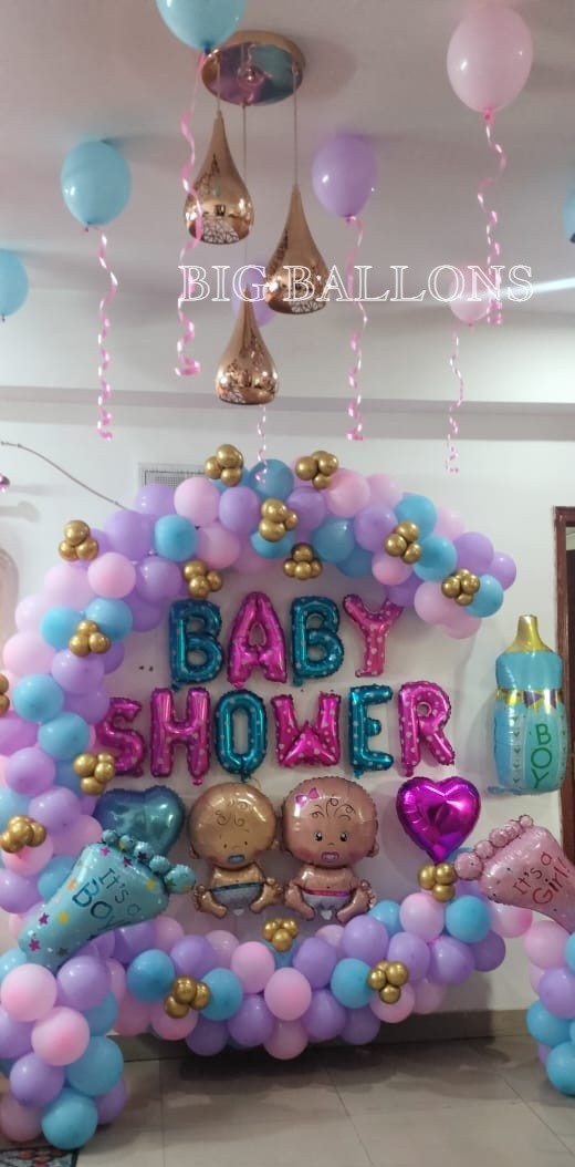 Pastel Twin & Gender Reveal Shower - Premium Balloon Decoration in Delhi
