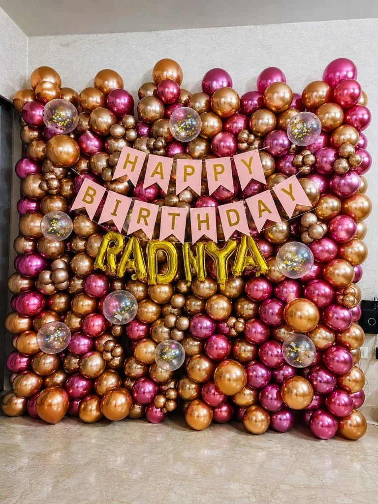 Grand Rose Gold & Pink Chrome Birthday Wall Decor