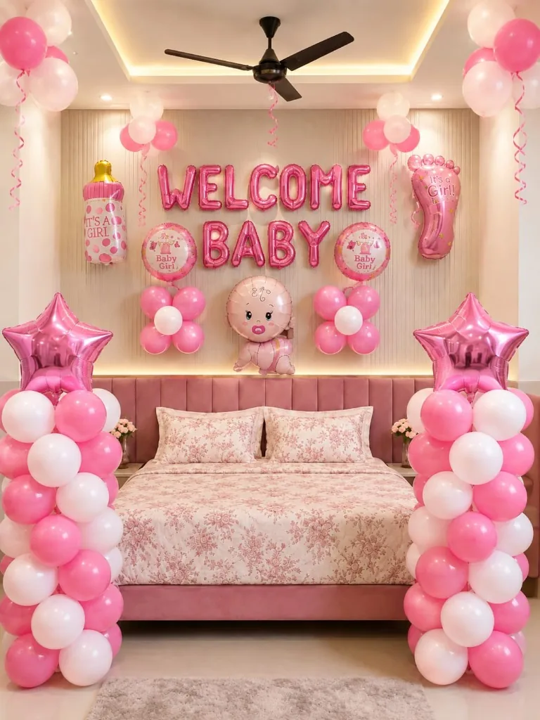 Adorable Pastel Pink & White Welcome Baby Girl Bedroom Decor