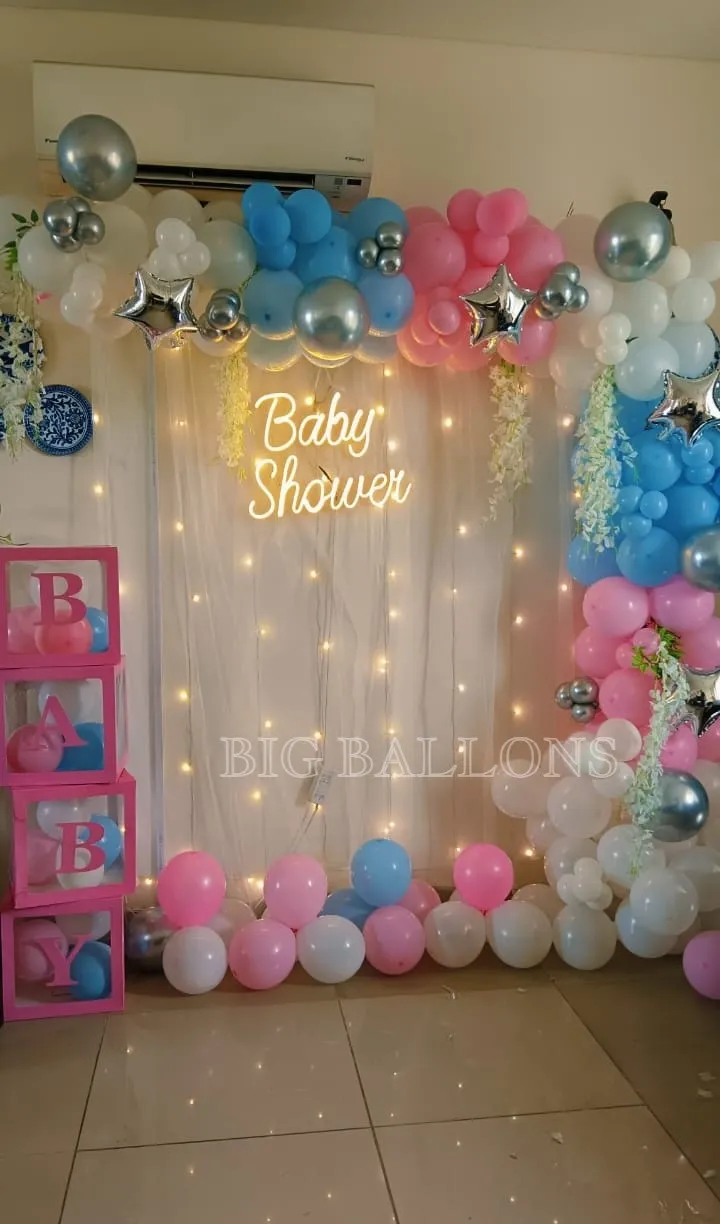 Glowing Neon Baby Shower Backdrop